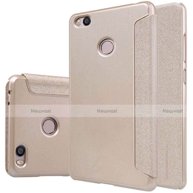 Leather Case Stands Flip Cover for Xiaomi Mi 4S Gold