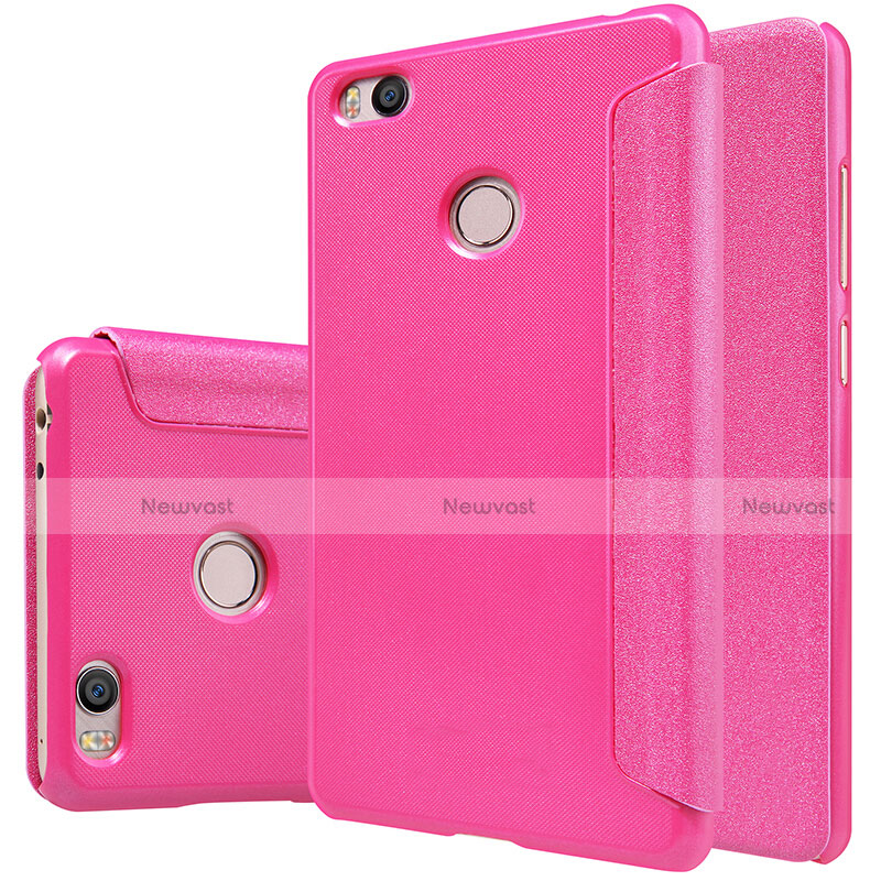 Leather Case Stands Flip Cover for Xiaomi Mi 4S Hot Pink