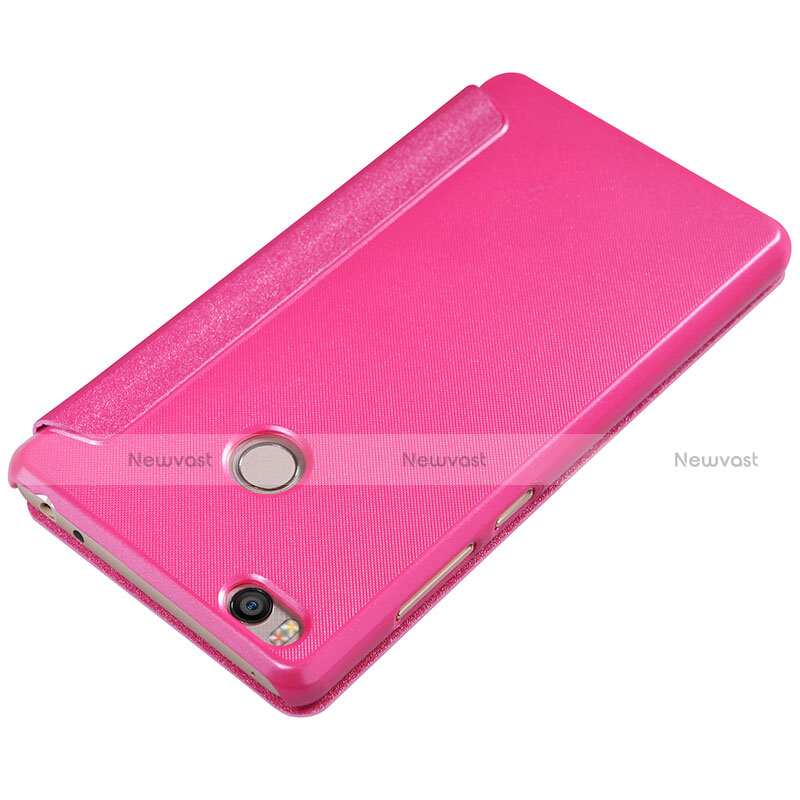 Leather Case Stands Flip Cover for Xiaomi Mi 4S Hot Pink