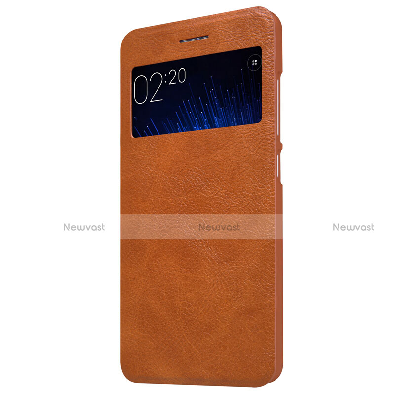 Leather Case Stands Flip Cover for Xiaomi Mi 5 Brown