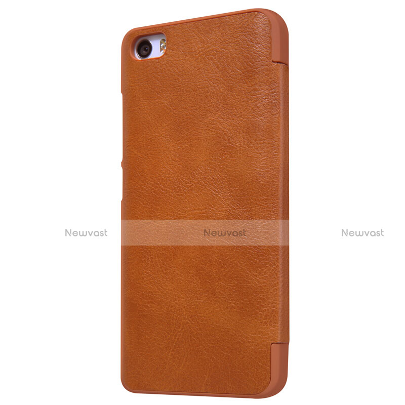 Leather Case Stands Flip Cover for Xiaomi Mi 5 Brown