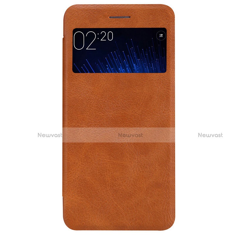 Leather Case Stands Flip Cover for Xiaomi Mi 5 Brown