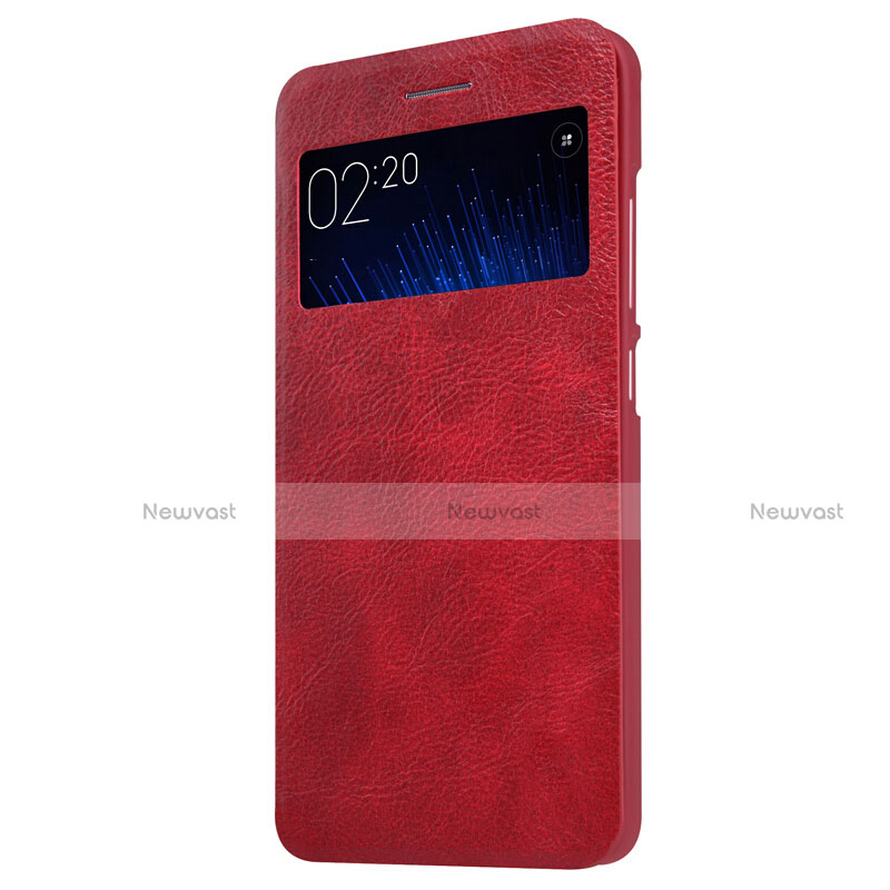 Leather Case Stands Flip Cover for Xiaomi Mi 5 Red