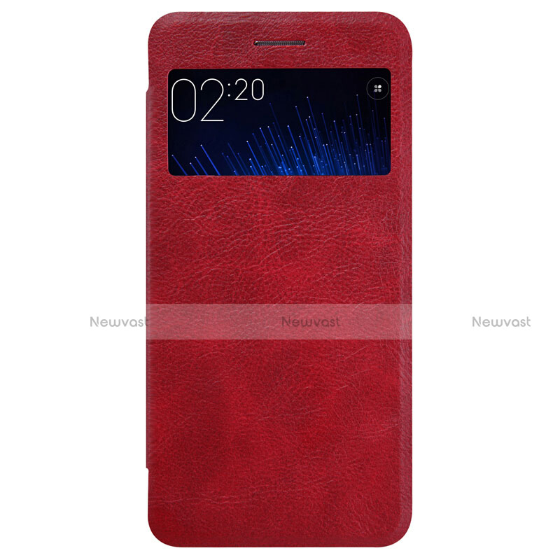 Leather Case Stands Flip Cover for Xiaomi Mi 5 Red