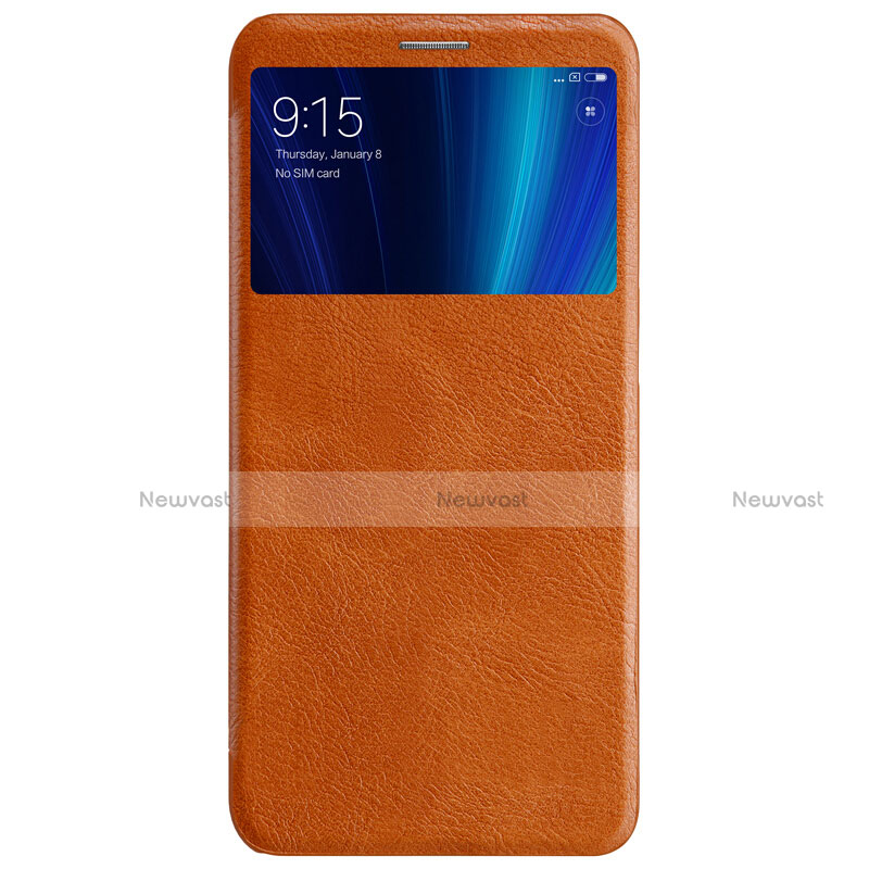 Leather Case Stands Flip Cover for Xiaomi Mi 6X Brown