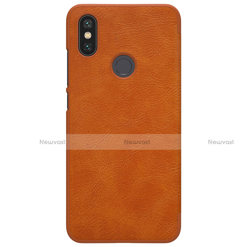 Leather Case Stands Flip Cover for Xiaomi Mi 6X Brown