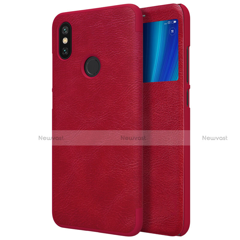 Leather Case Stands Flip Cover for Xiaomi Mi 6X Red