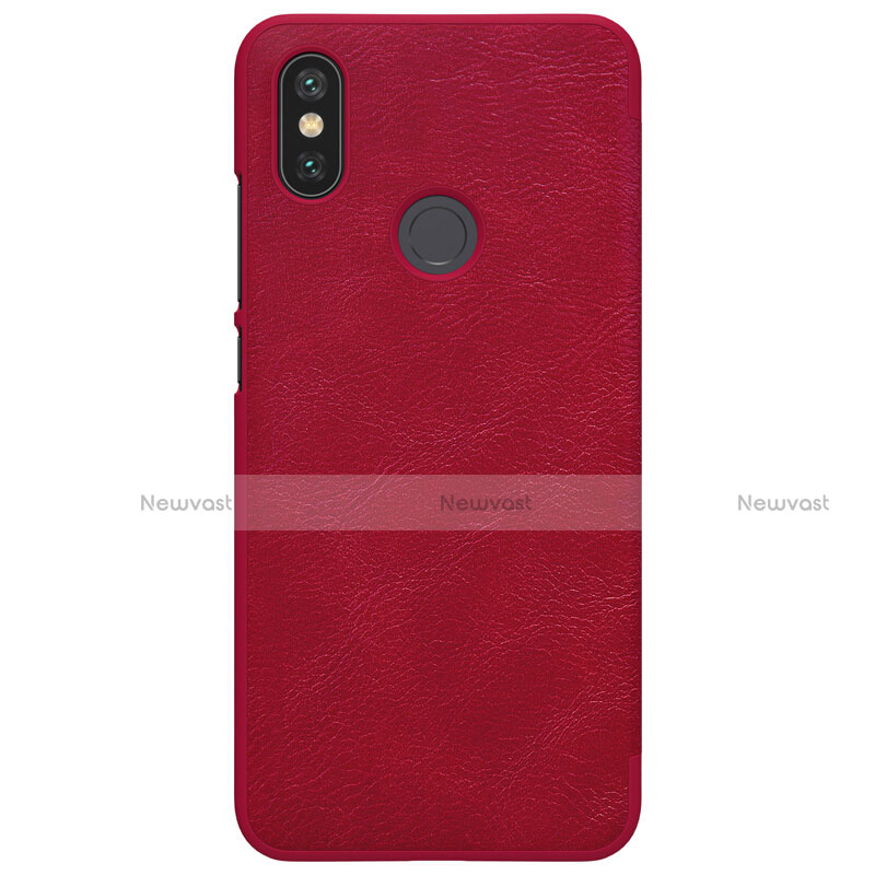 Leather Case Stands Flip Cover for Xiaomi Mi 6X Red