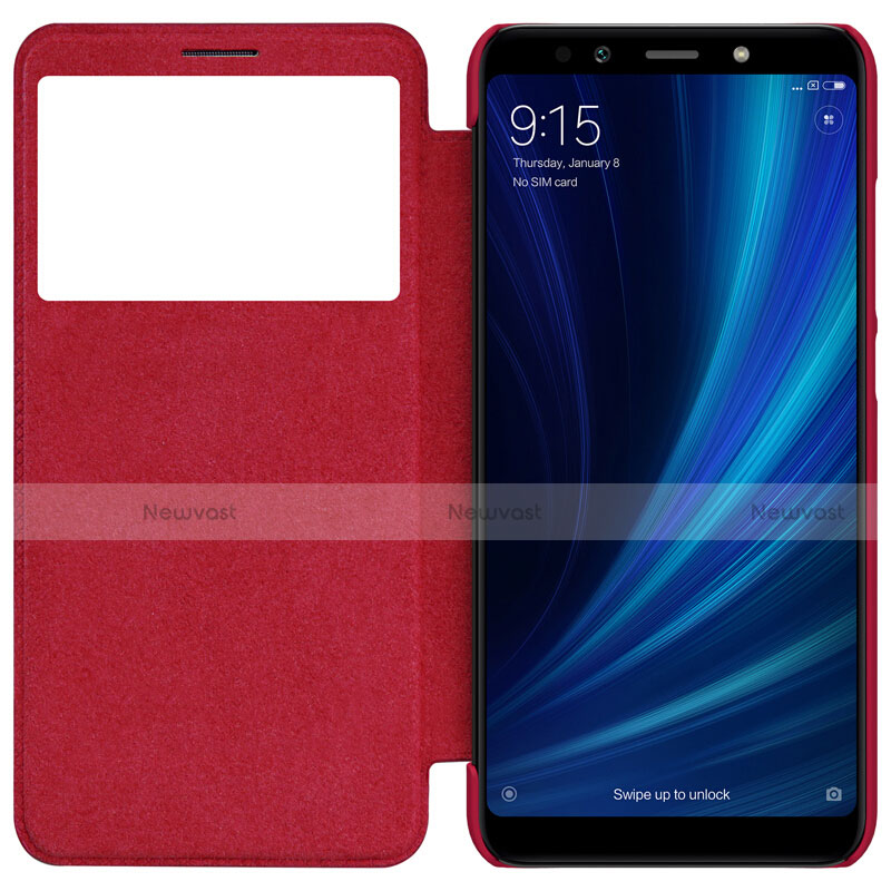 Leather Case Stands Flip Cover for Xiaomi Mi 6X Red