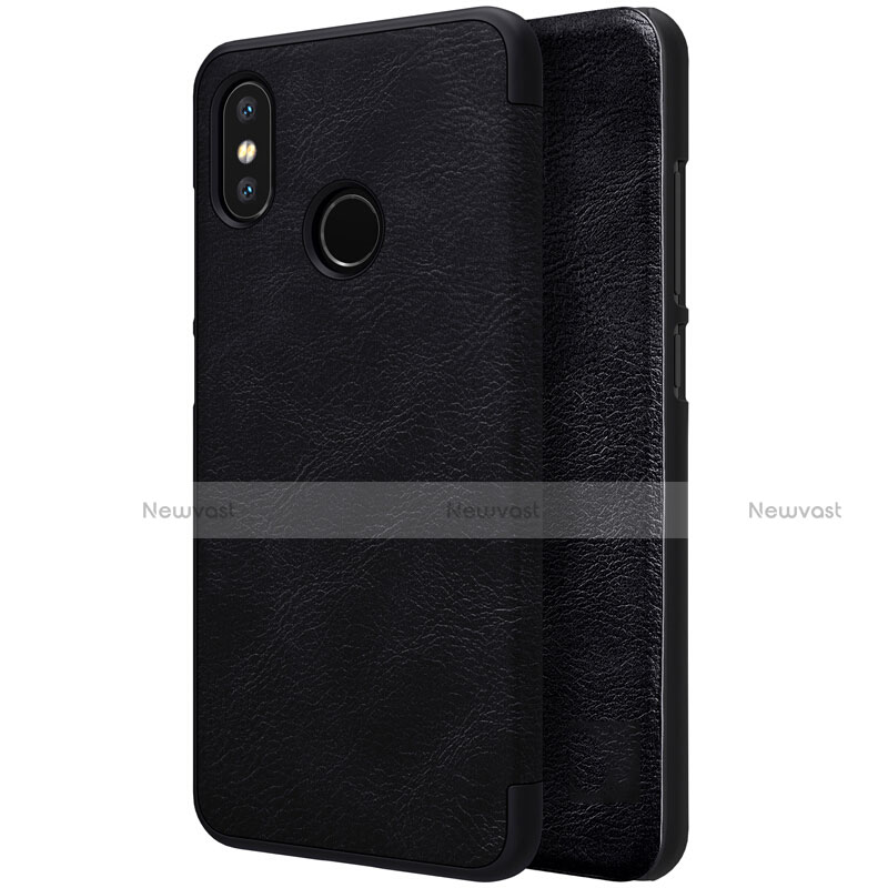 Leather Case Stands Flip Cover for Xiaomi Mi 8 Black