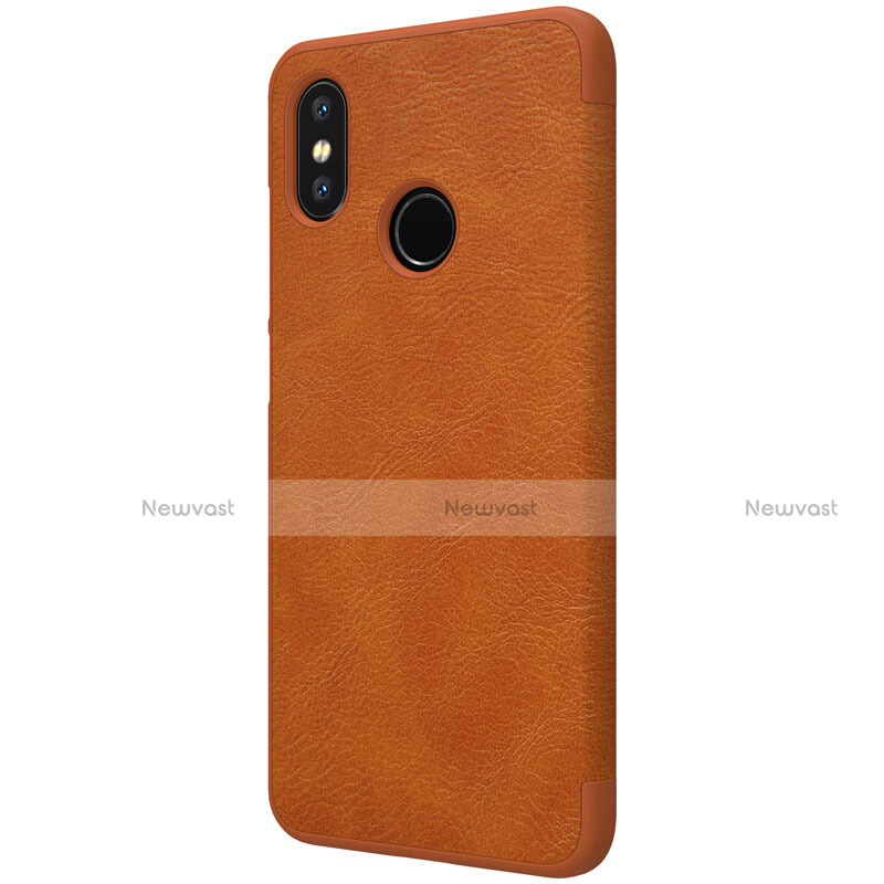 Leather Case Stands Flip Cover for Xiaomi Mi 8 Brown