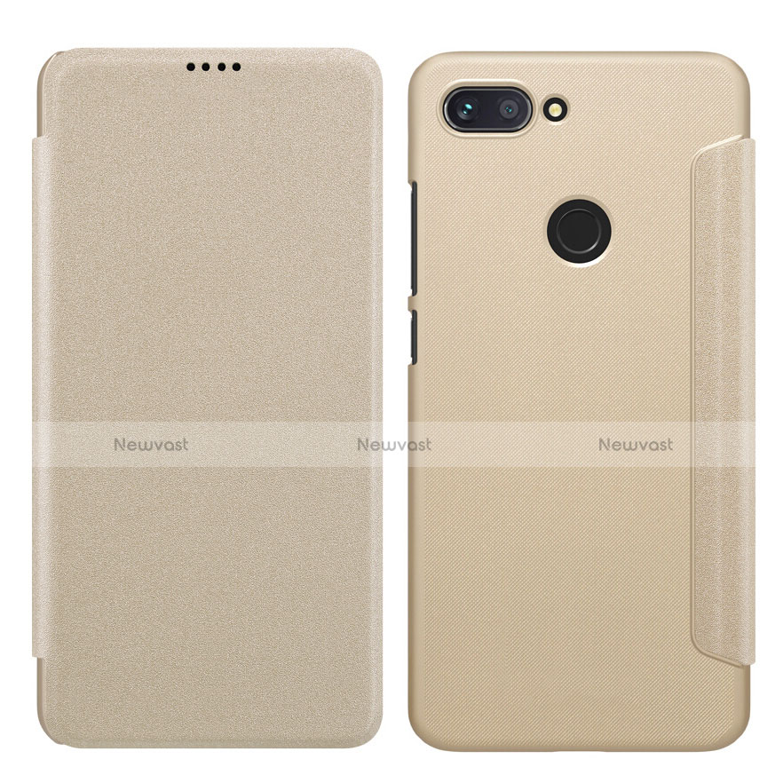 Leather Case Stands Flip Cover for Xiaomi Mi 8 Lite Gold