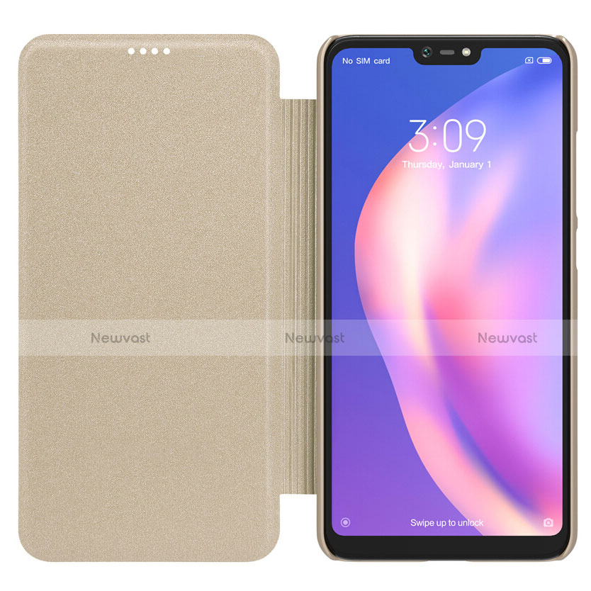 Leather Case Stands Flip Cover for Xiaomi Mi 8 Lite Gold