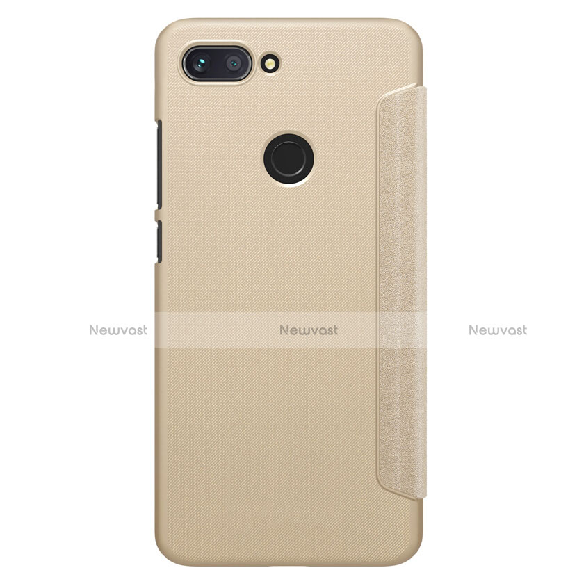 Leather Case Stands Flip Cover for Xiaomi Mi 8 Lite Gold