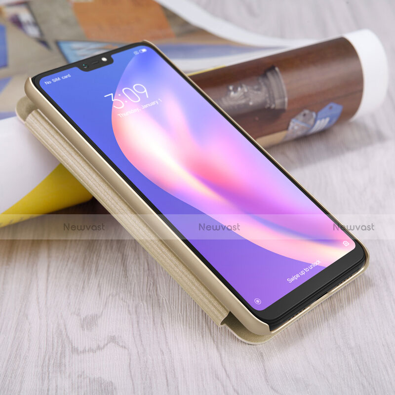 Leather Case Stands Flip Cover for Xiaomi Mi 8 Lite Gold