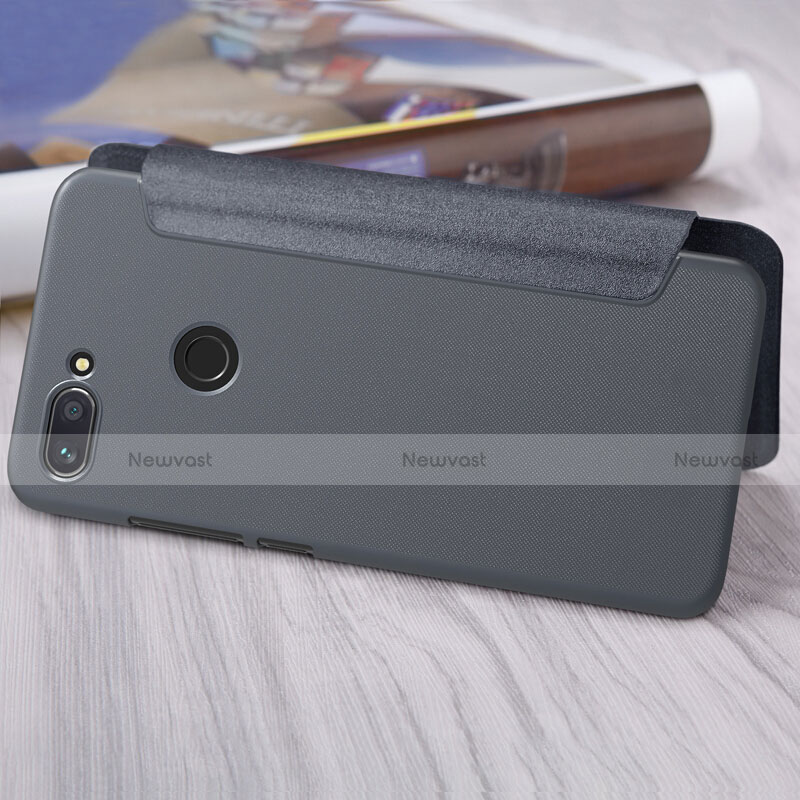 Leather Case Stands Flip Cover for Xiaomi Mi 8 Lite Gray