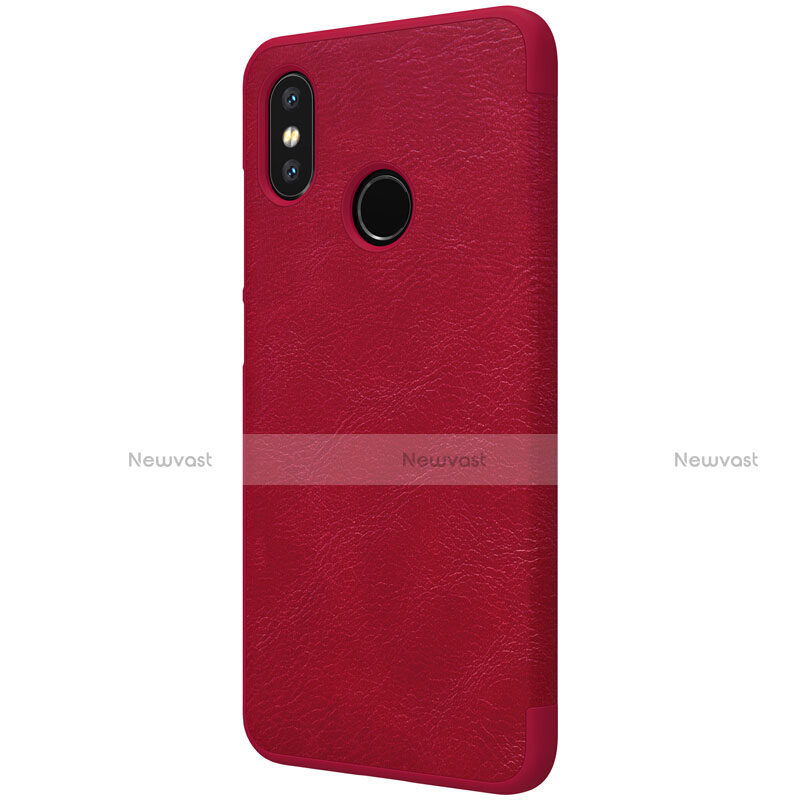 Leather Case Stands Flip Cover for Xiaomi Mi 8 Red