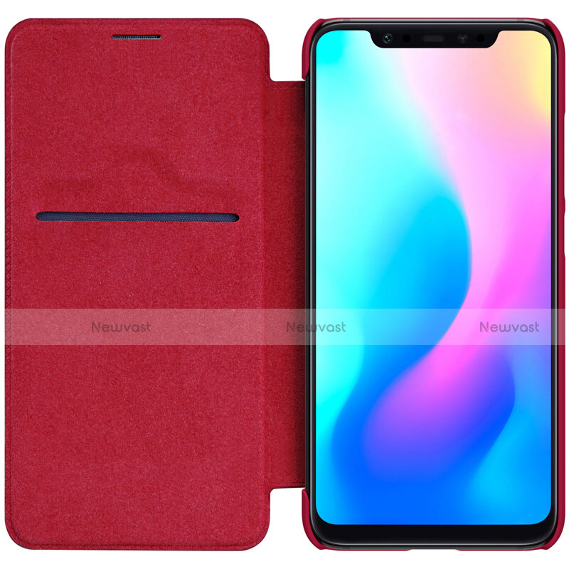 Leather Case Stands Flip Cover for Xiaomi Mi 8 Red