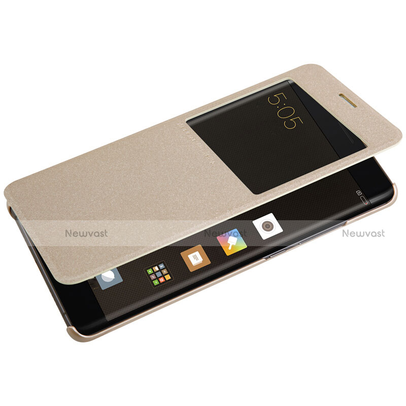 Leather Case Stands Flip Cover for Xiaomi Mi Note 2 Special Edition Gold
