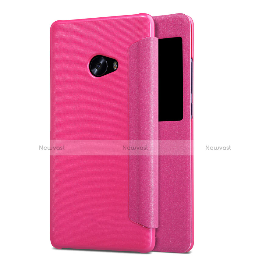 Leather Case Stands Flip Cover for Xiaomi Mi Note 2 Special Edition Hot Pink