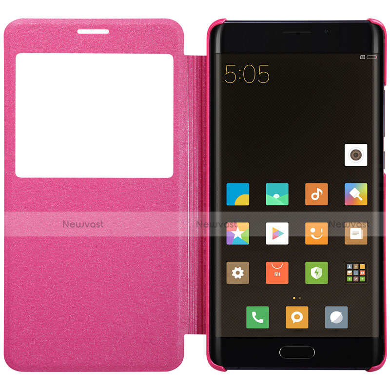 Leather Case Stands Flip Cover for Xiaomi Mi Note 2 Special Edition Hot Pink