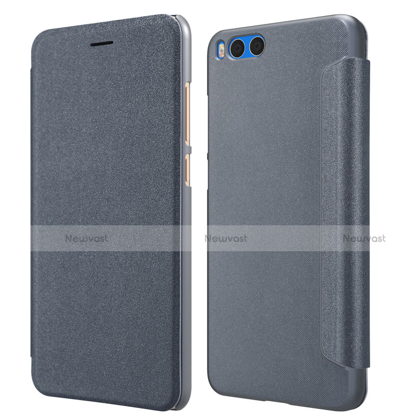 Leather Case Stands Flip Cover for Xiaomi Mi Note 3 Gray