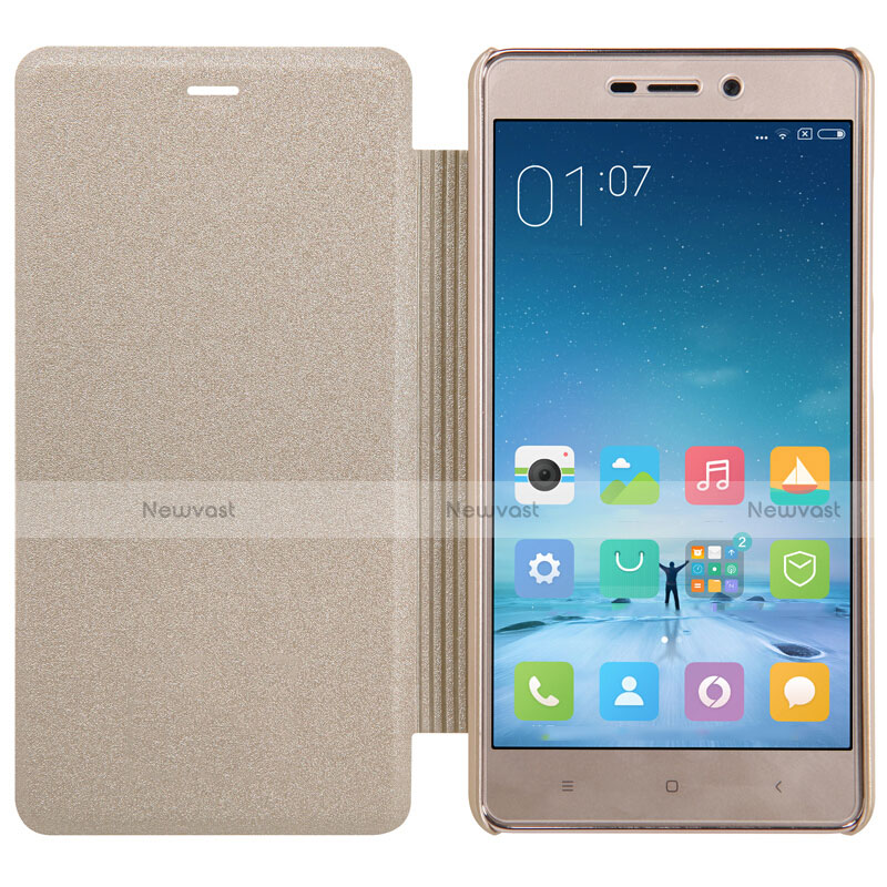 Leather Case Stands Flip Cover for Xiaomi Redmi 3 High Edition Gold