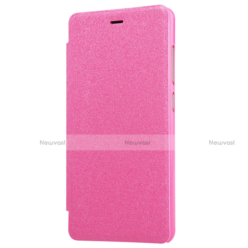 Leather Case Stands Flip Cover for Xiaomi Redmi 3 High Edition Hot Pink