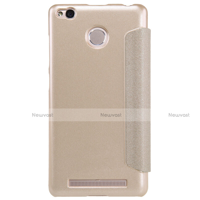 Leather Case Stands Flip Cover for Xiaomi Redmi 3 Pro Gold