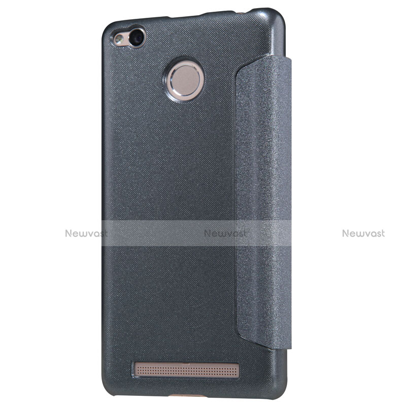 Leather Case Stands Flip Cover for Xiaomi Redmi 3S Black