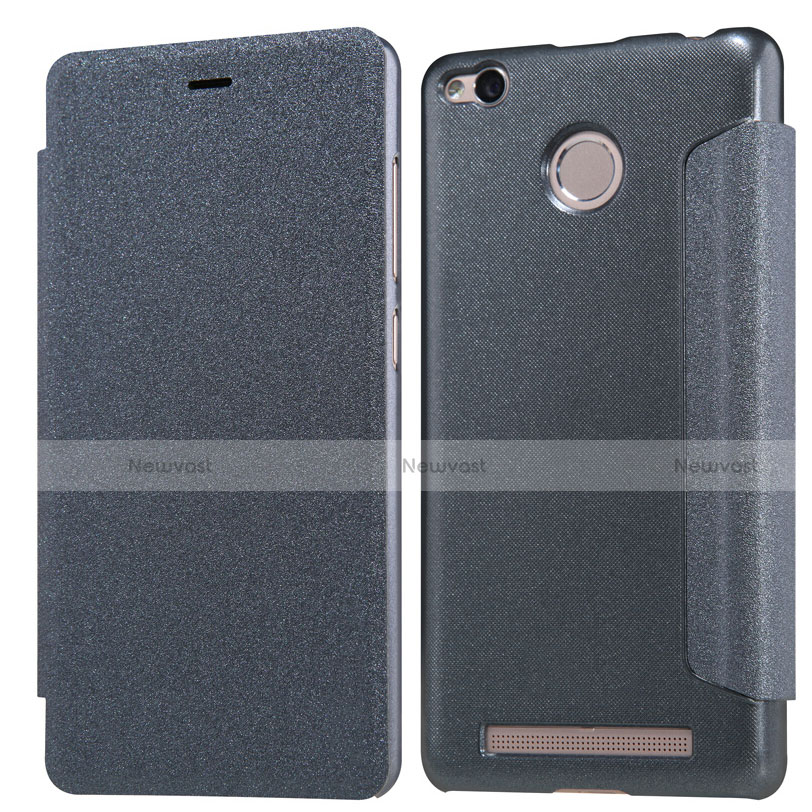 Leather Case Stands Flip Cover for Xiaomi Redmi 3X Black