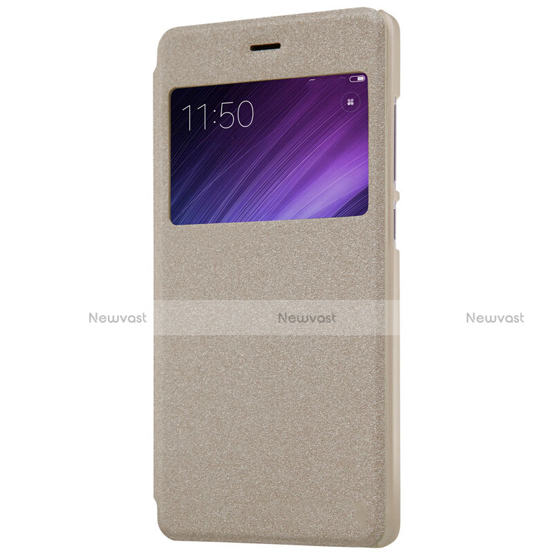 Leather Case Stands Flip Cover for Xiaomi Redmi 4 Prime High Edition Gold