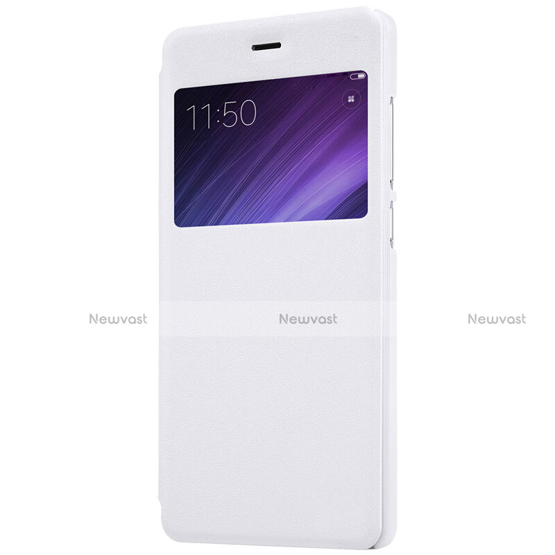 Leather Case Stands Flip Cover for Xiaomi Redmi 4 Prime High Edition White