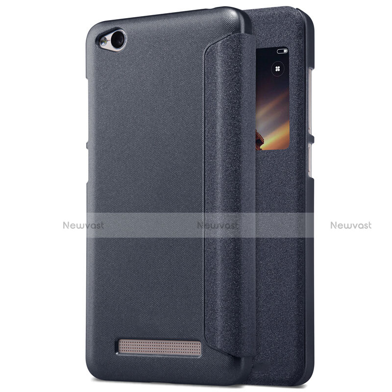 Leather Case Stands Flip Cover for Xiaomi Redmi 4A Black