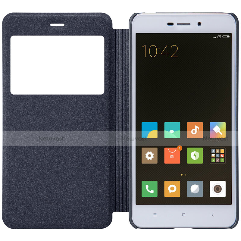 Leather Case Stands Flip Cover for Xiaomi Redmi 4A Black