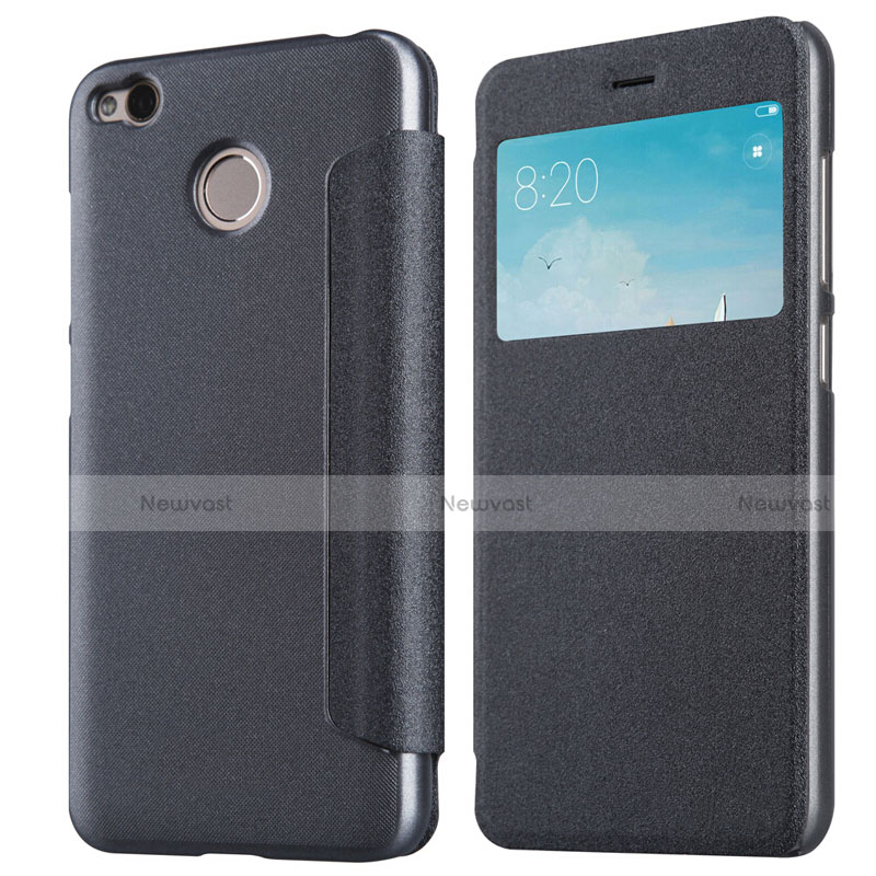 Leather Case Stands Flip Cover for Xiaomi Redmi 4X Black