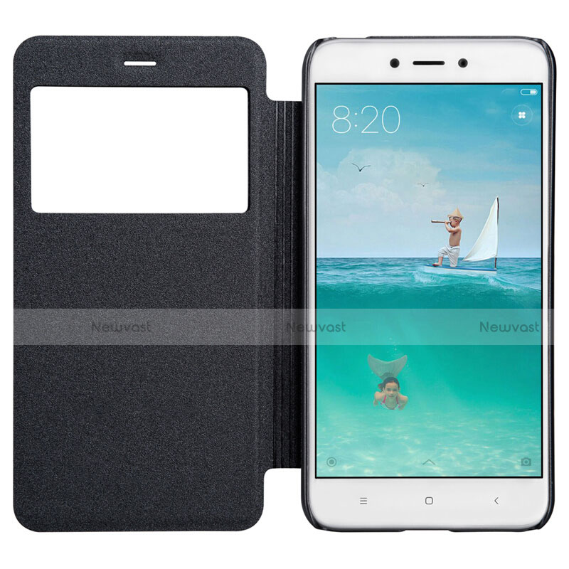 Leather Case Stands Flip Cover for Xiaomi Redmi 4X Black