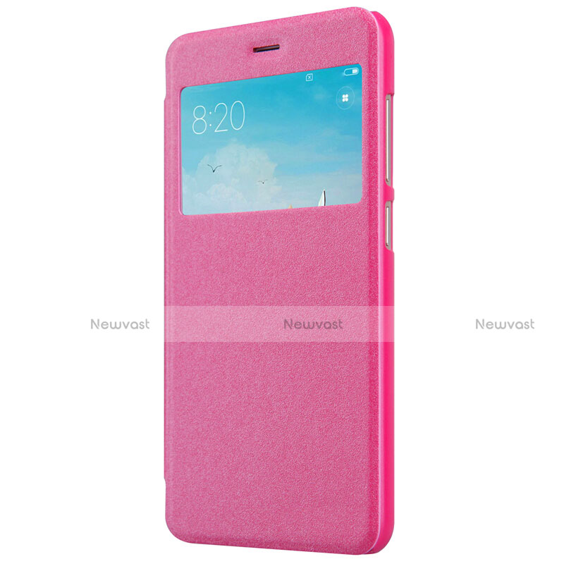 Leather Case Stands Flip Cover for Xiaomi Redmi 4X Hot Pink