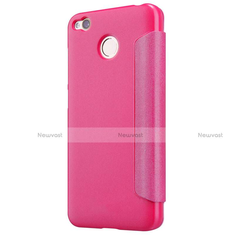 Leather Case Stands Flip Cover for Xiaomi Redmi 4X Hot Pink