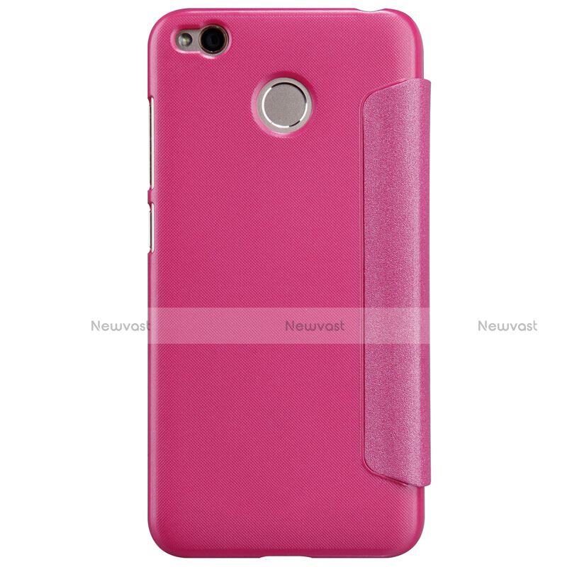 Leather Case Stands Flip Cover for Xiaomi Redmi 4X Hot Pink