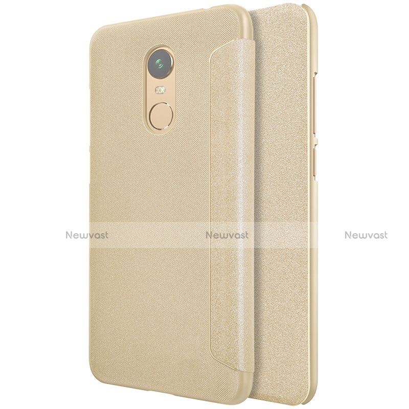 Leather Case Stands Flip Cover for Xiaomi Redmi 5 Plus Gold