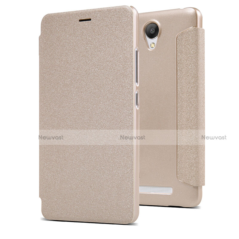 Leather Case Stands Flip Cover for Xiaomi Redmi Note 2 Gold