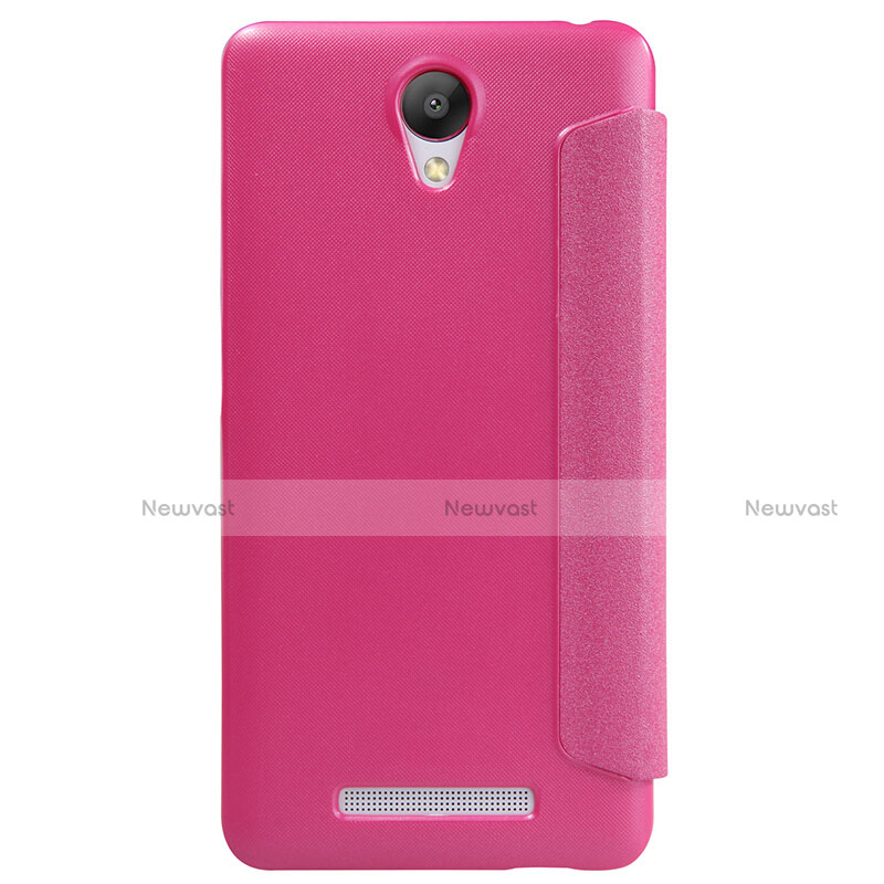 Leather Case Stands Flip Cover for Xiaomi Redmi Note 2 Hot Pink