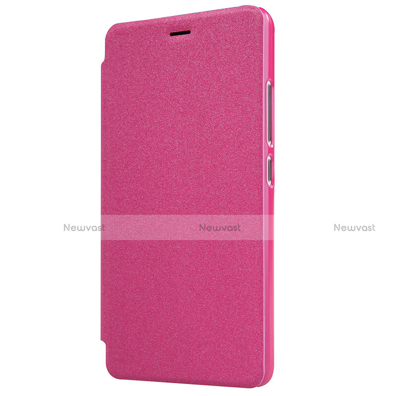 Leather Case Stands Flip Cover for Xiaomi Redmi Note 2 Hot Pink