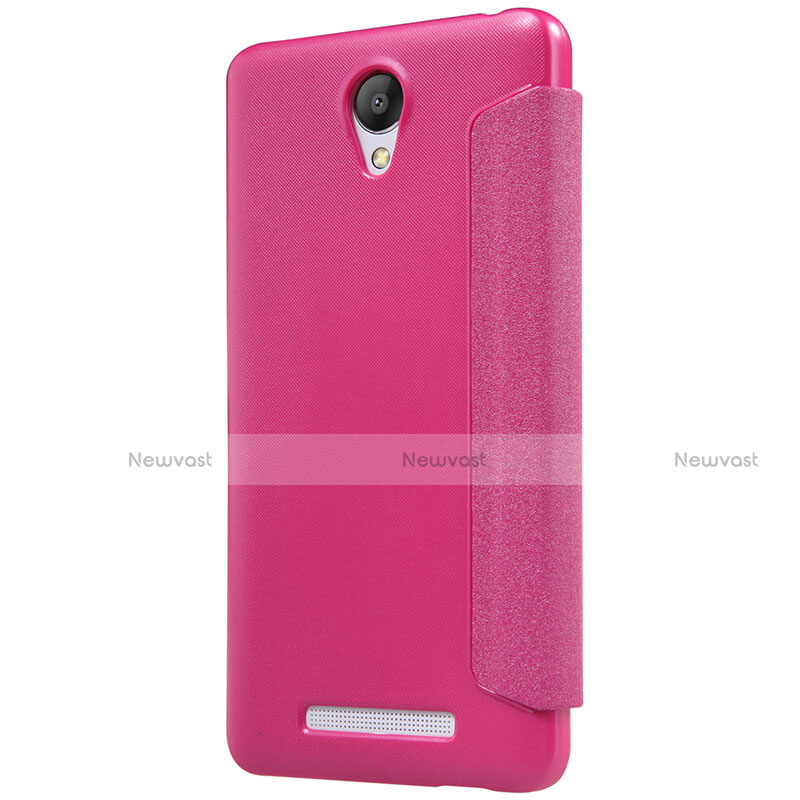 Leather Case Stands Flip Cover for Xiaomi Redmi Note 2 Hot Pink