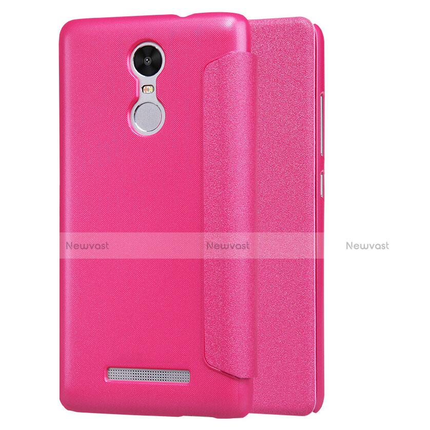 Leather Case Stands Flip Cover for Xiaomi Redmi Note 3 Hot Pink