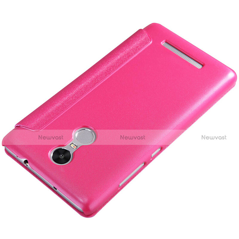 Leather Case Stands Flip Cover for Xiaomi Redmi Note 3 Hot Pink