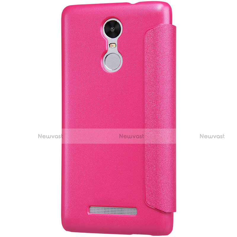 Leather Case Stands Flip Cover for Xiaomi Redmi Note 3 MediaTek Hot Pink