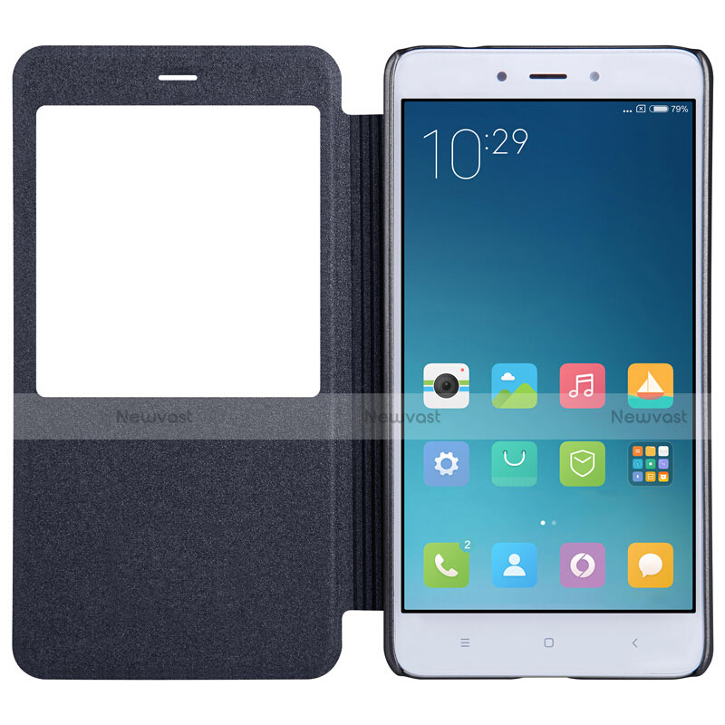 Leather Case Stands Flip Cover for Xiaomi Redmi Note 4 Black