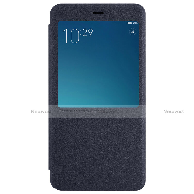 Leather Case Stands Flip Cover for Xiaomi Redmi Note 4 Black